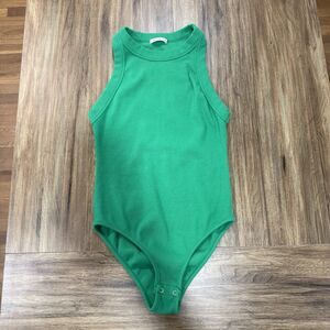 Reoria Women Stretch Sleeveless Tank Cami Top Bodysuit Green Size XLarge
